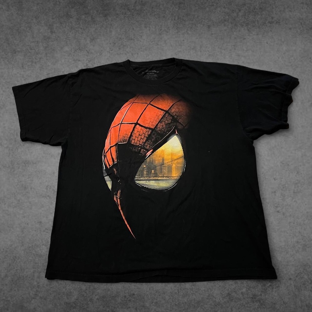 Marvel The Amazing Spider-Man Mask Graphic T-Shirt Mens 2XL Black 2014 Y2K Tee